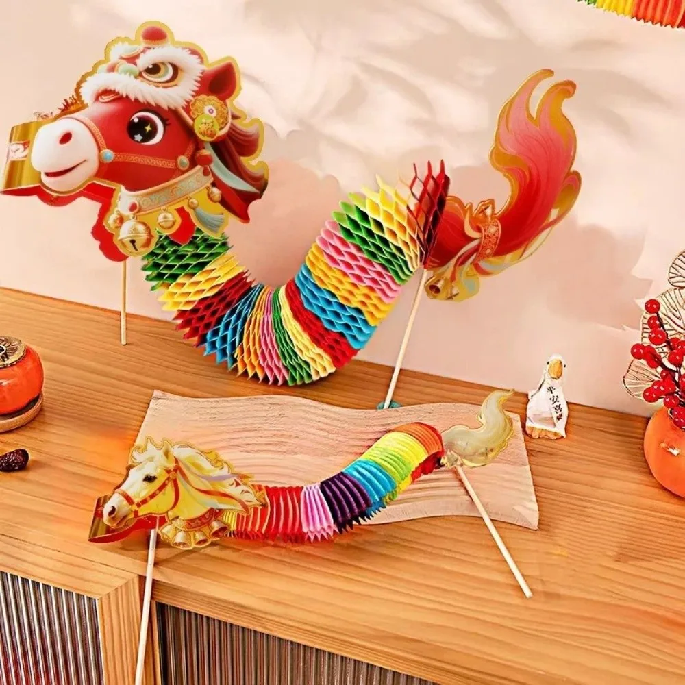 Divertido Caballo de Papel Chino de Dibujos Animados, Adorno de Caballo Hecho a Mano en 3D, Artesanía del Año del Caballo 2026, Caballo Dragón para Bodas