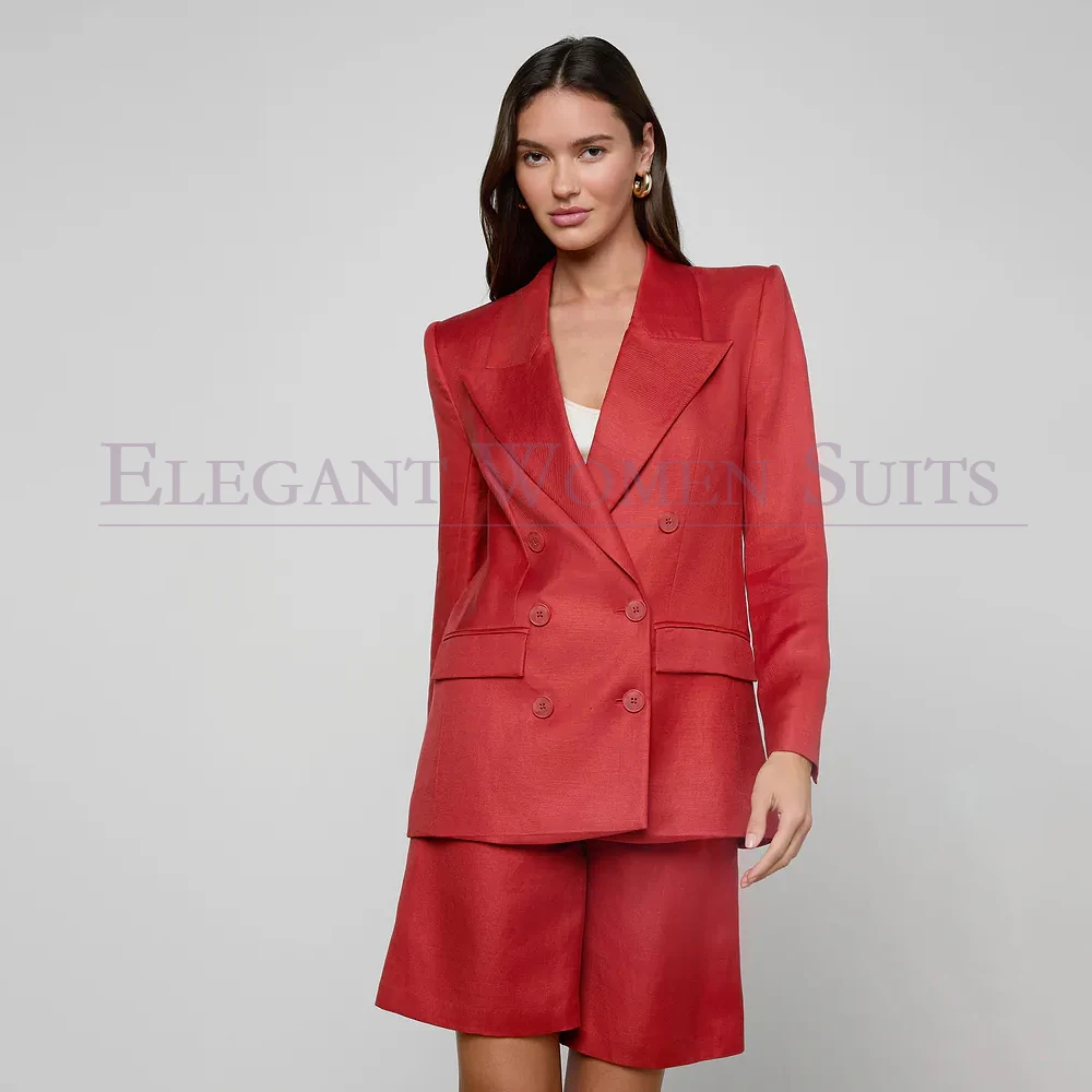 Fashion Women's Suits Trendy Loose Fit 2 Piece Jacket Pants Elegant Travel Double Breasted Peak Lapel Female Clothing