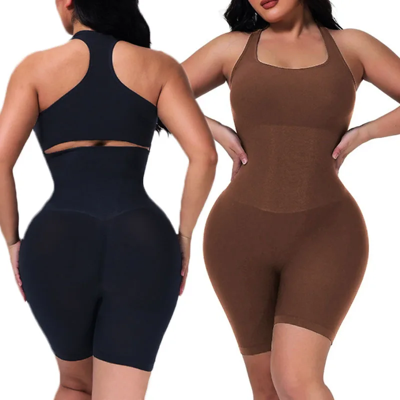 

GUUDIA 3 in 1 Bodysuits Shapewear Tummy Control Racer Back Halter Neck Butt Lifting Body Suits Ribbed U Neck Bodysuit Compress