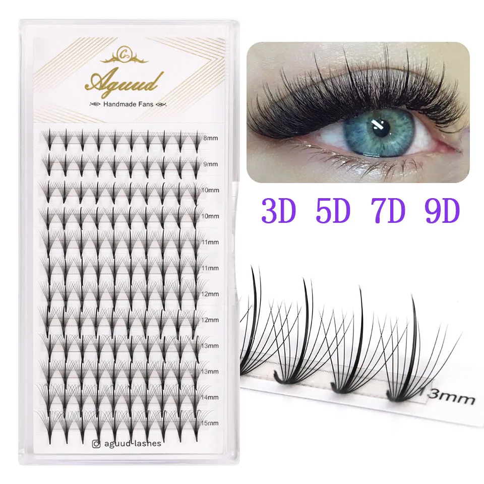 AGUUD Premade Wispy Fan Lashes Rosja Volume Fans Przedłużanie rzęs 3D/5D/7D/9D Indywidualne Sandwich Faux Mink Spike Lash Cluster