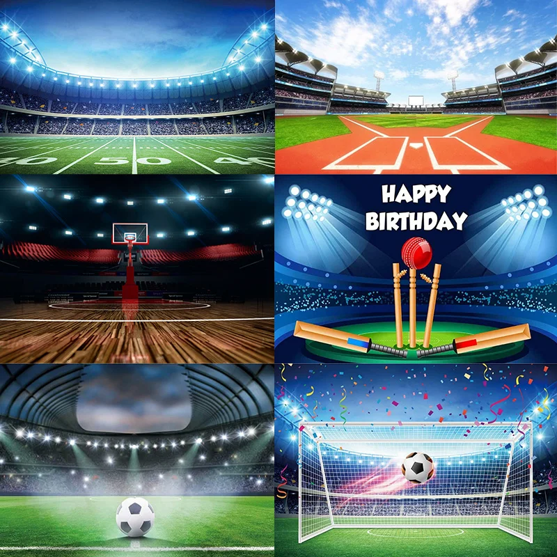 Stadium Football Basketball Football Baseball Hoop Photography Backdrop Indoor Sport Spotlights Goal Background Banner Decor