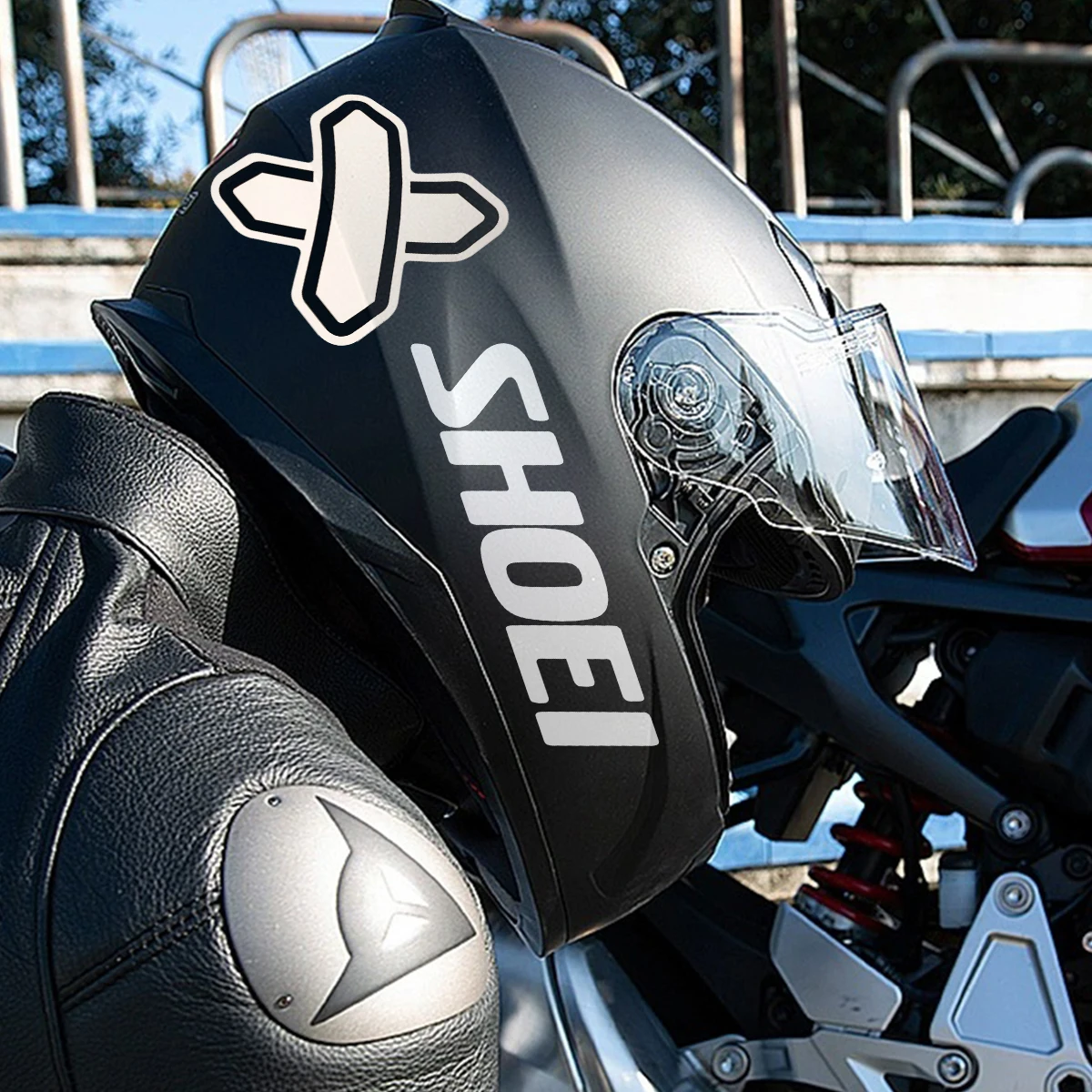 4PC Für SHOEI Logo Reflektierende Vinyl Motorrad Helm Aufkleber für X Spirit III X Fourteen Neotec II Custom Aufkleber – Detail 4