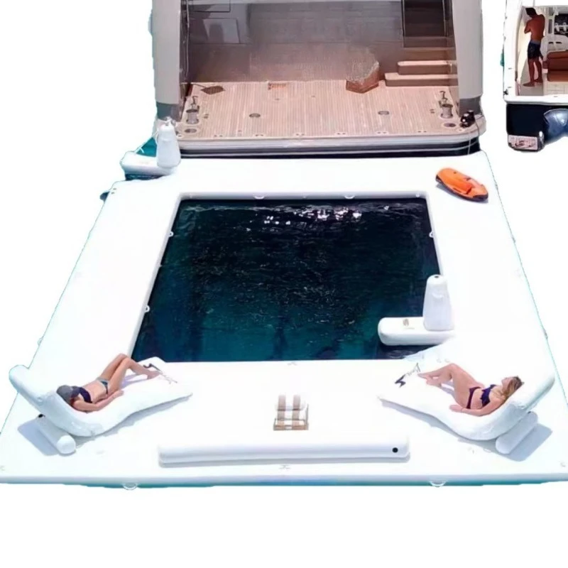 Inflatable sea floating platform, yacht matching diving pool, leisure floating pool