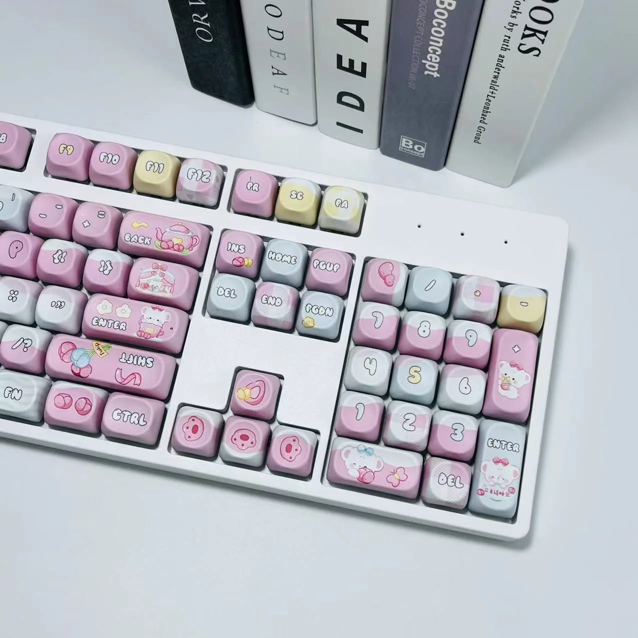 Imagem -03 - Teclado Mecânico Bonito Keycap Pbt Keycaps Pink Cap Sublimação de Tintura mx Switch Kawaii Perfil Moa Presente 126 Chaves