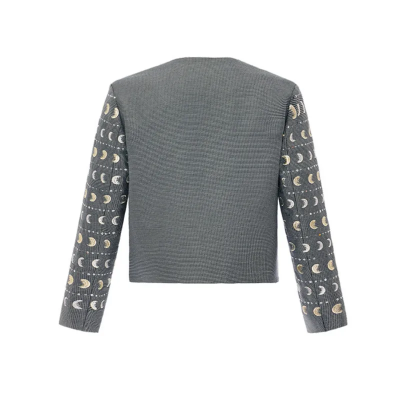 WVGA Spring Autumn New Men Tide Heavy Embroidery Beaded Trendy Short Jacket Niche Chic Casual Original DesignO-Neck Coats W19771