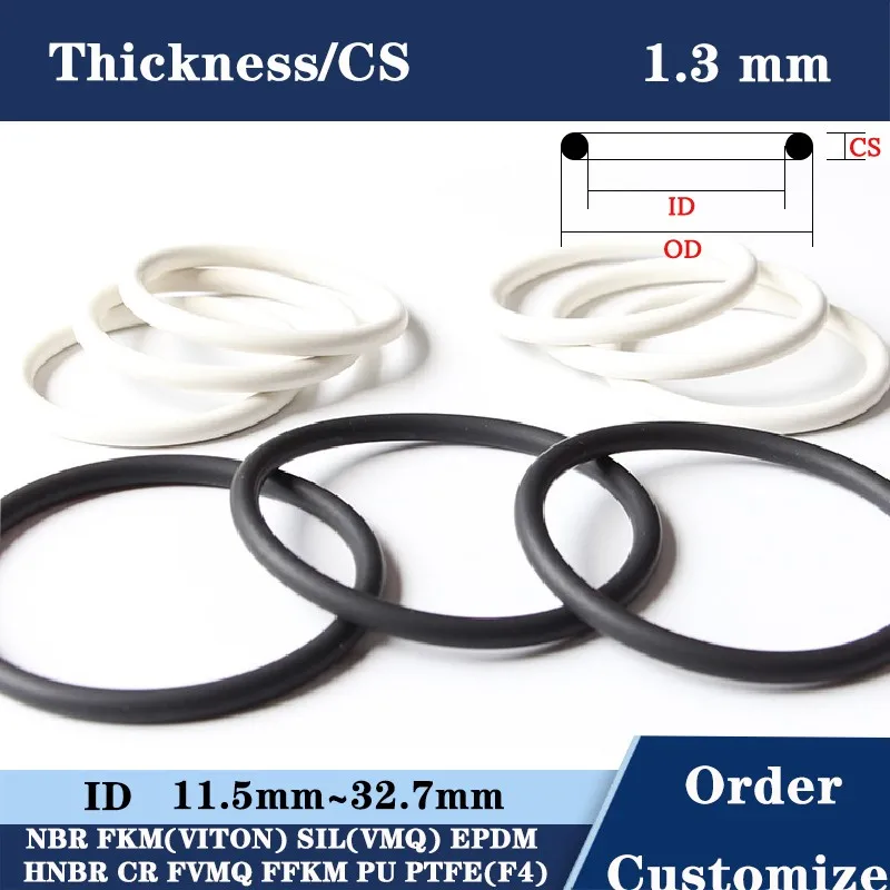 CS 1.3mm O-ring NBR Rubber Ring O Rings ID 11.5-34mm Rubber O Ring Seal Rubber Gasket Rubber O Ring O-ring Seal Ring Sealing