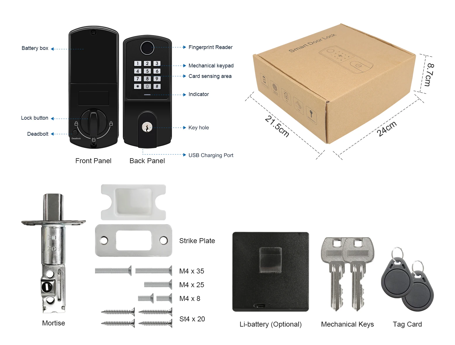Newest Tuya  Mechanical Keyboard Fingerprint Deadbolt Smart Door Lock Electric Digital Password Keyless Smart Door Lock
