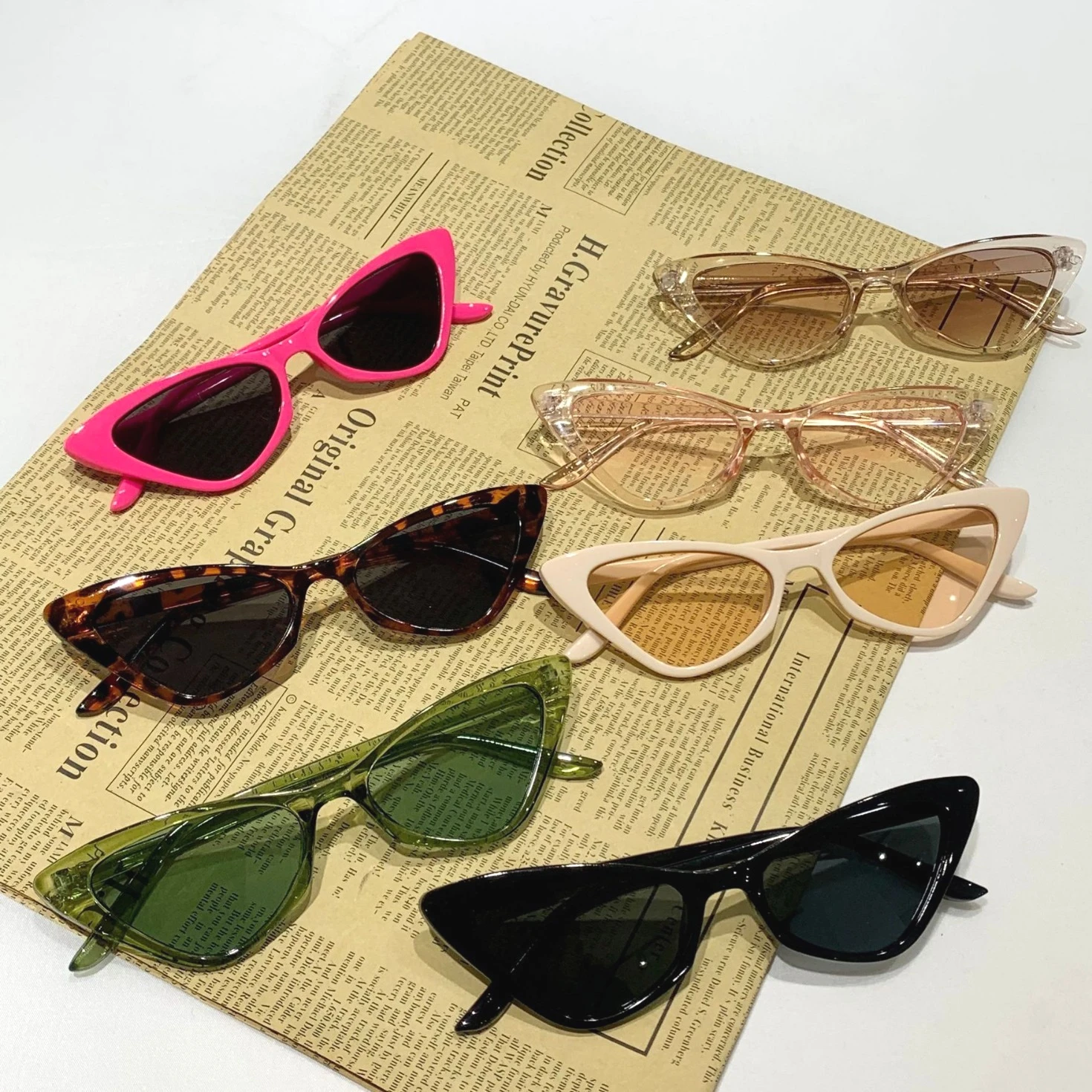 Modische Retro-Sonnenbrille, Sonnenbrille, dreieckige Cat-Eye-Sonnenbrille, personalisierte Anti-UV-Sonnenschutzbrille für Damen