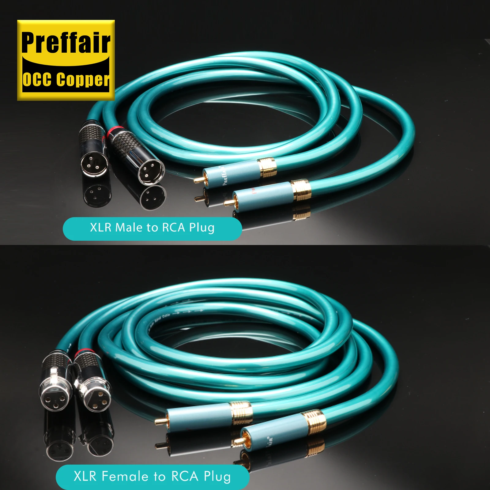 Preffair X406 Hifi XLR to RCA Male Cable High Purity OCC Hifi 2 Rca to 2 Xlr Cable Interconnect Cables