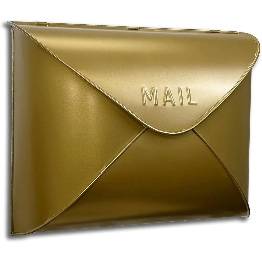 

Envelope Wall Mount Mailbox, Maximum Rust Protection Metal Mailbox, Antique Brass Finish Mail Box, Mailboxes for Outside Wall