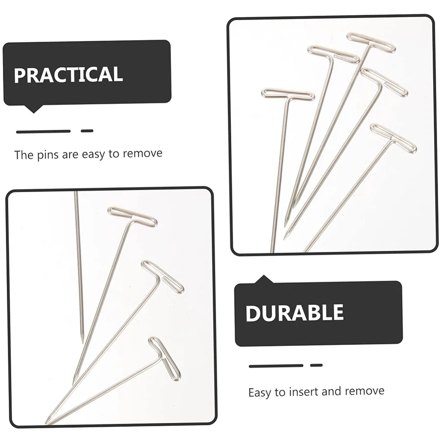 50/100/200Pcs 38MM T Pin Needles Wig Making T Pins for Blocking Knitting T-Pins Stainless Steel image 4