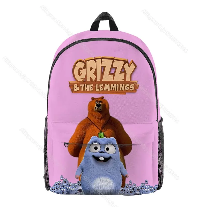 Boys Girls Grizzy and the Lemmings 3D Print Backpacks Kids Cartoon Bookbags Students Anime School Bags Unisex Teens Travel Bags