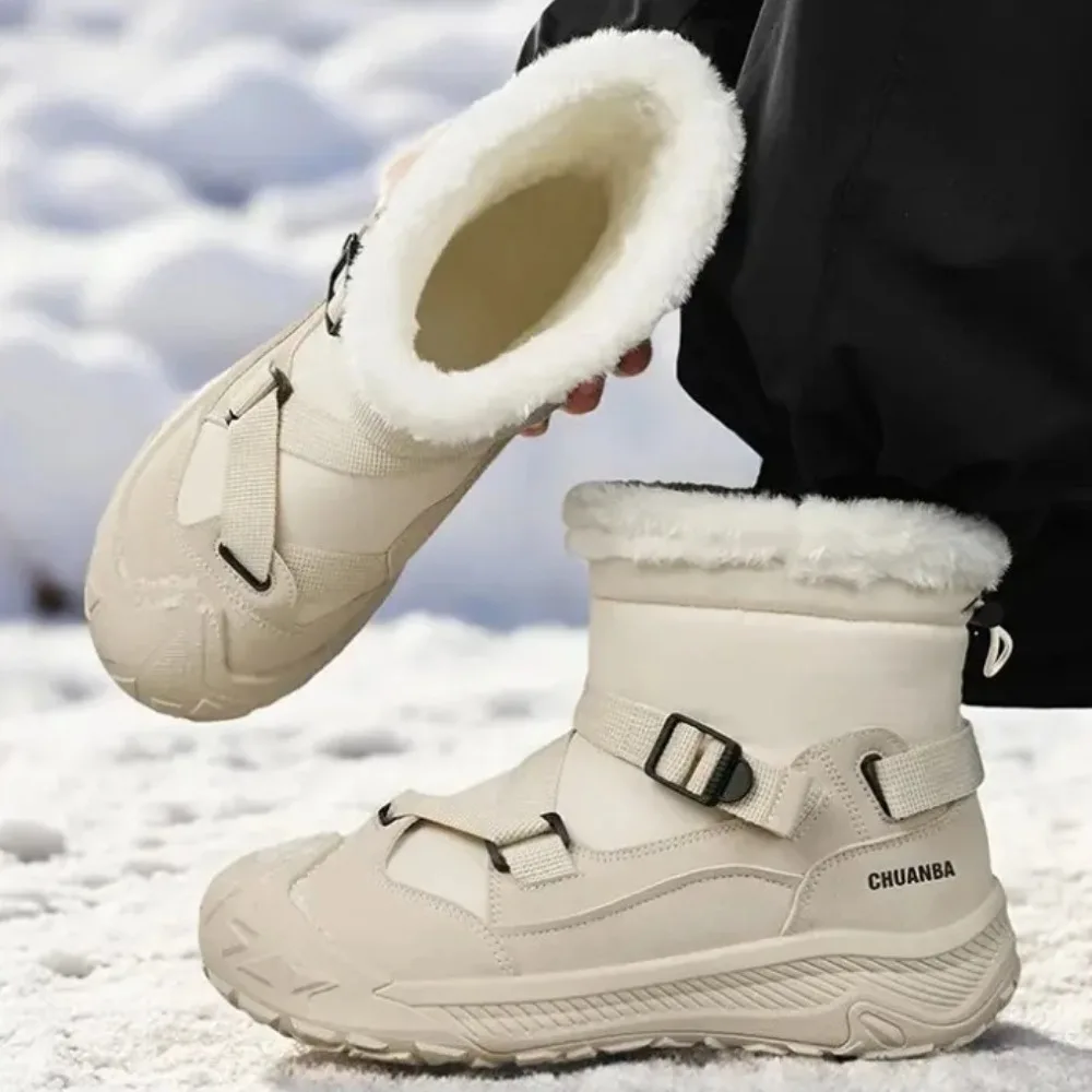 

2025 Outdoor snow boots walking women hiking shoes winter high top wool warm ski boots waterproof snow boots trekking sneakers