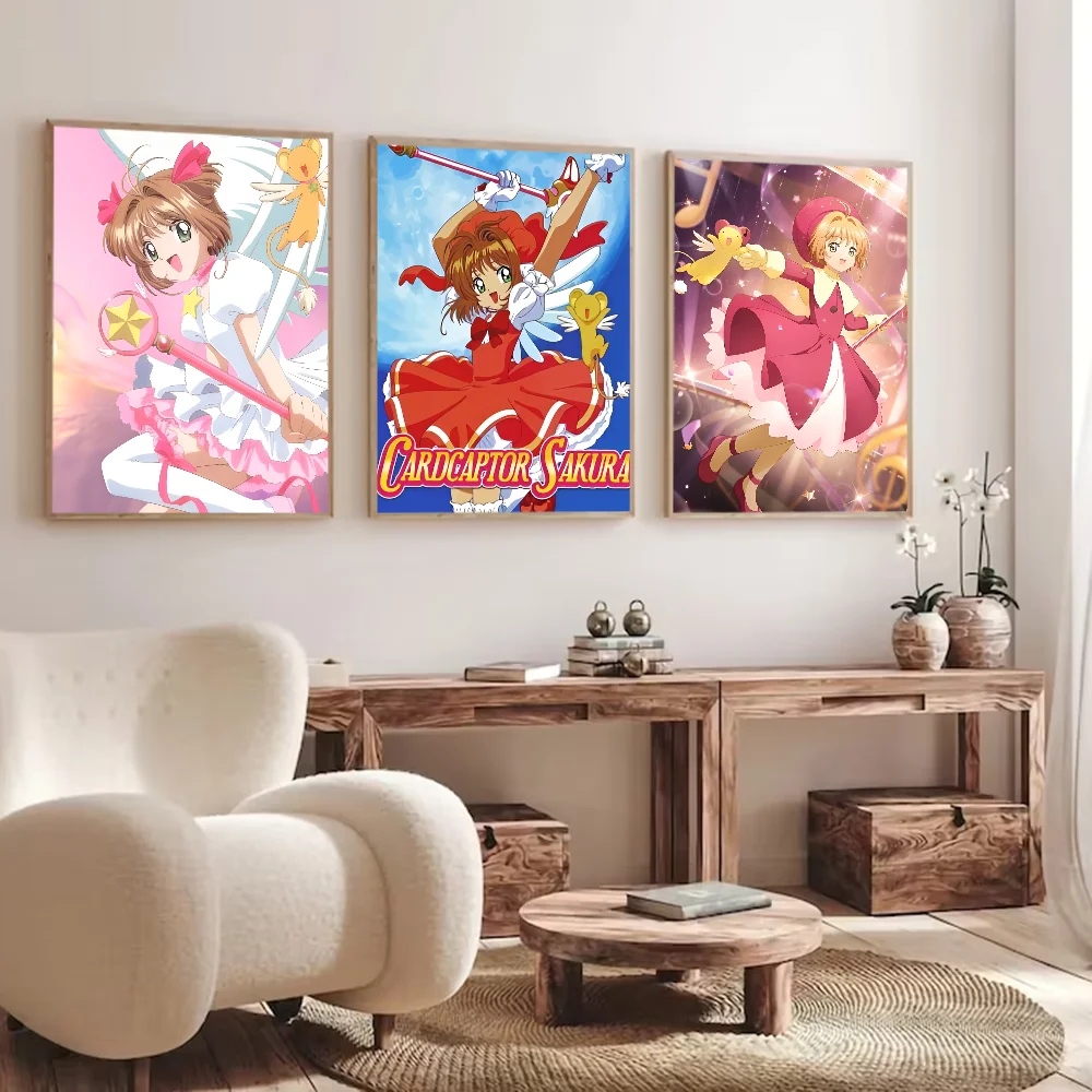 bilibili Anime Cardcaptor Sakura Classic Vintage Posters Decoracion Painting Wall Art White Kraft Paper Kawaii Room Decor