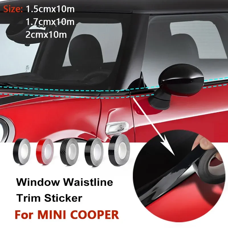 For Mini Cooper R55 R56 R60 R61 F54 F56 F60 Car Window Trim Door Waist Black Line DIY Sticker Decoration Auto Accessories