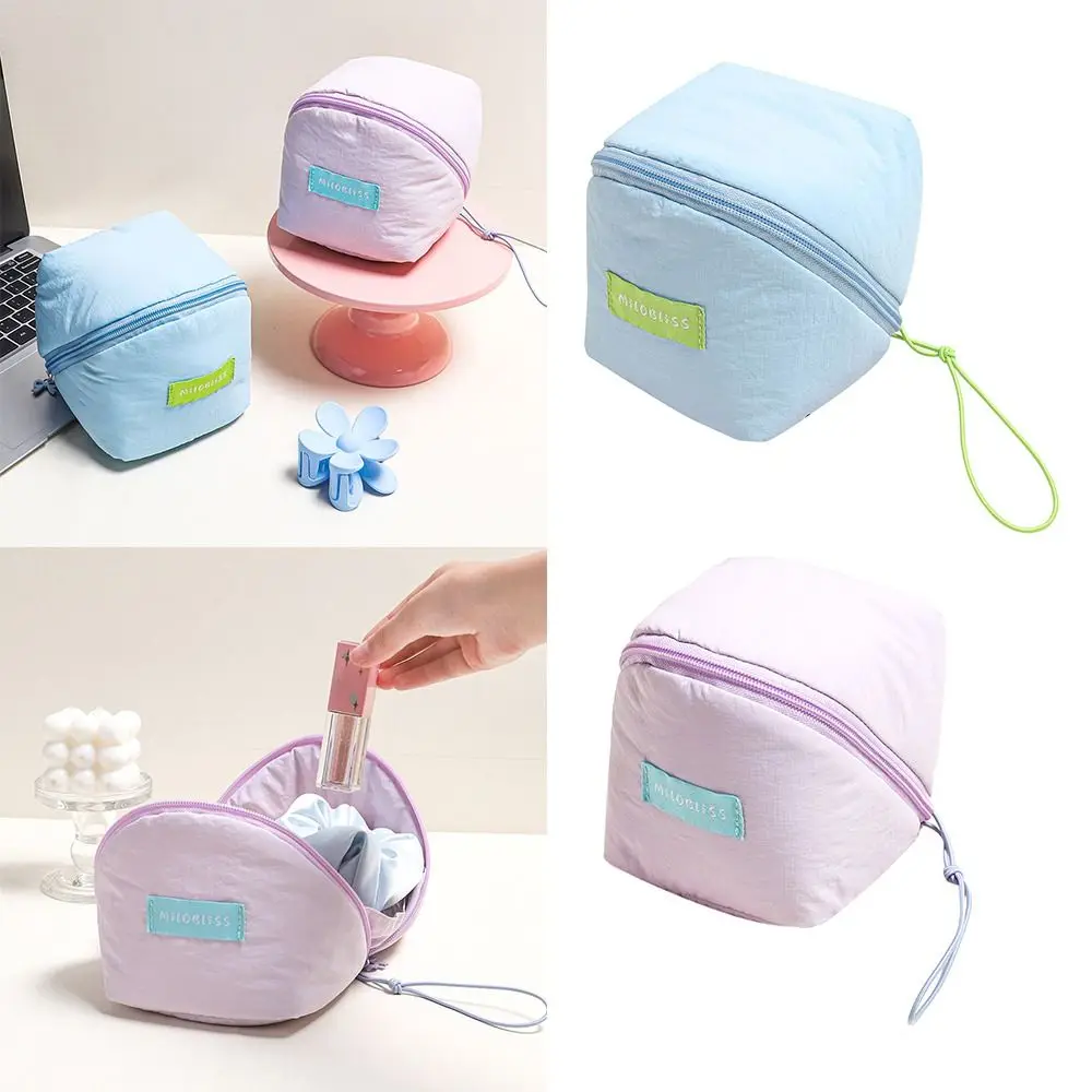 

New Portable Macaron Cosmetic Bag Contrast Color Large Capacity Cute Storage Bag With handle Cosmetic Storage Container