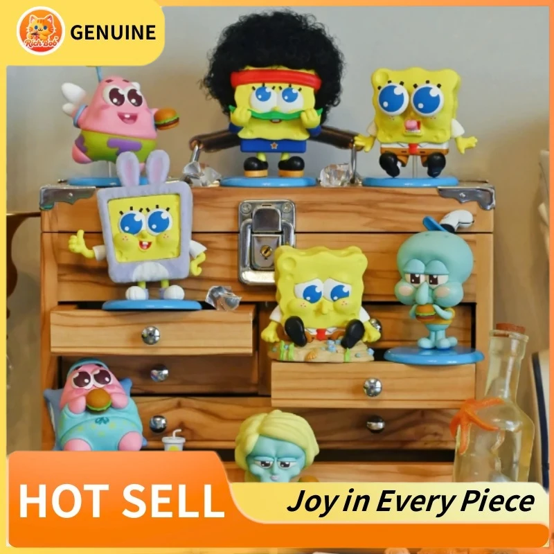 Caja ciega de juguetes calientes genuinos Haimianbaobao Spongebob Squarepants serie Anime figura de acción Kawaii regalos de cumpleaños sorpresa de moda