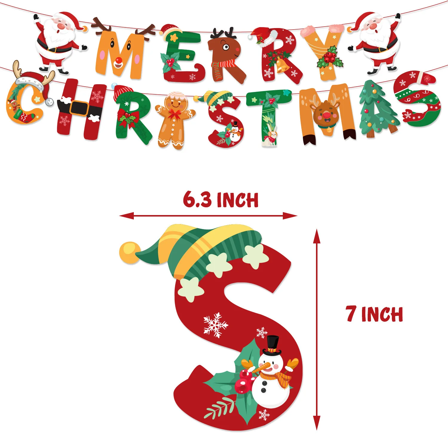 47pcs/set Christmas Party Decoration Merry Christmas Balloon with Xmas Banner, 12inch Latex Balloons, Santa Claus Cake Inserts