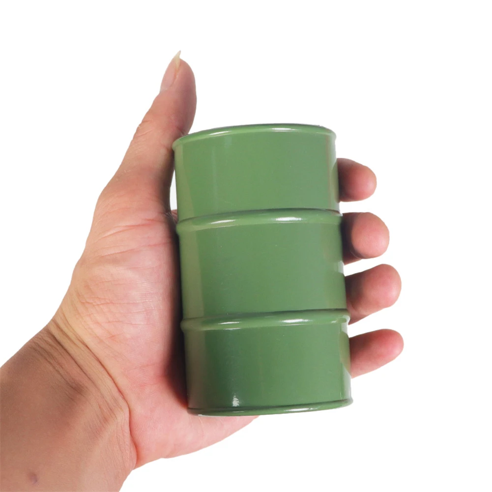 RCTOYFUN 1× Green Metal Simulation Mini Oil Drum For 1/10 RC Tracked Car Axle SCX10 90047 TamiyaI CC01 D90 D110 TF2 Traxxas TRX4
