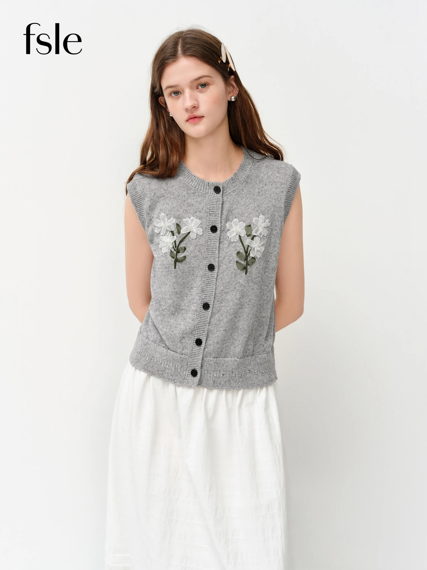 Women's Linen Knit Vest Grey Casual Summer 2026