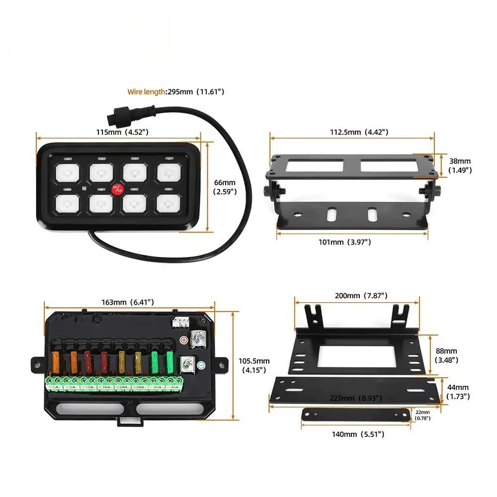 

Automotive Spotlight Control Switch Assembly 6-Way 8-Way Panel Button for Wrangler UTV RV - Vehicle Parts Modification
