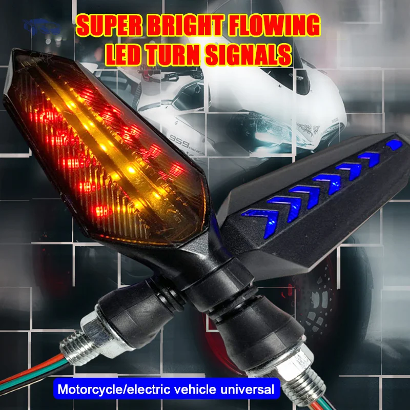 1PC Universal 12LED Double Color Motorcycle Turn Signal Indicator Light Blinker For Motorcycle Motorbike Off Road