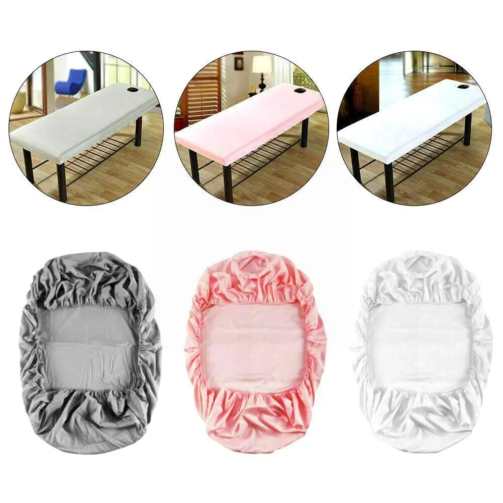

Pure Color Massage Table Bed Fitted Sheet Elastic Full Massage Spa Rubber Bed Band Hole Cover Face Cover Breath Treatment W Z2j8