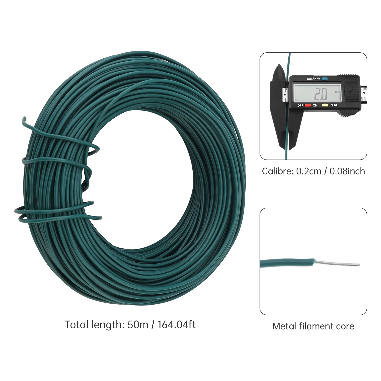 Plastic Garden Ties Wrapping 2mm X 50m Green Round Tying Wire for Gardening Twig Trapping Wire