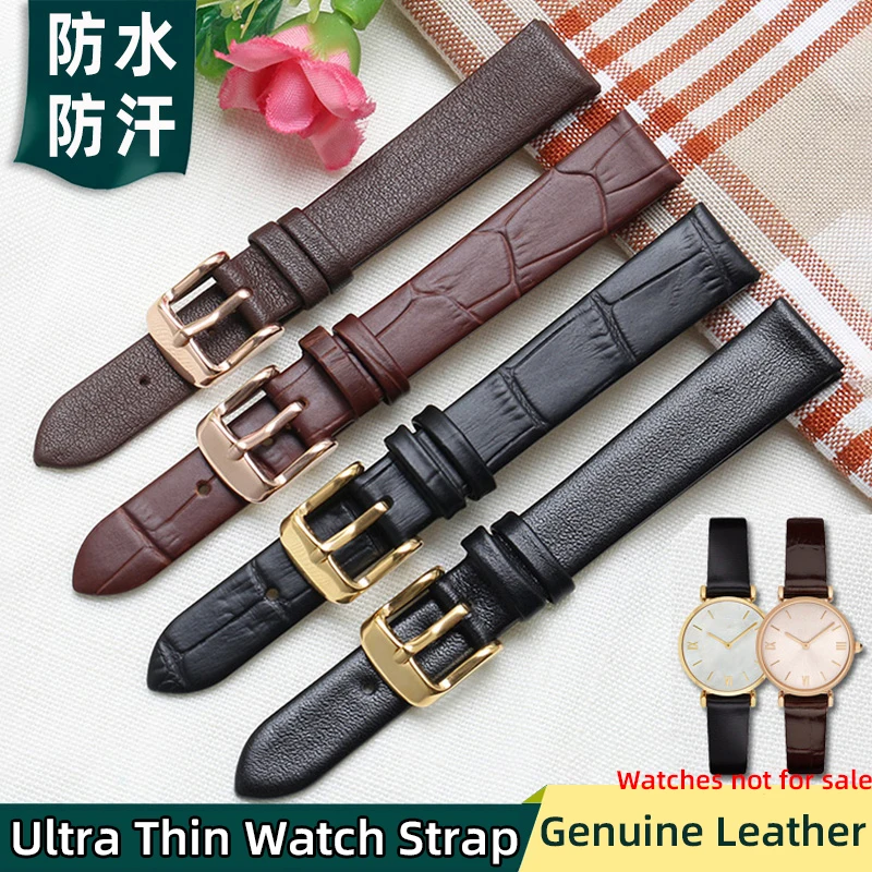 

Ultra Thin Genuine Leather Strap Band 12mm 14mm 15mm 16mm 18mm 20mm 21/22mm Watchband Soft Belt Cowhide Leather Strap blueBROWN