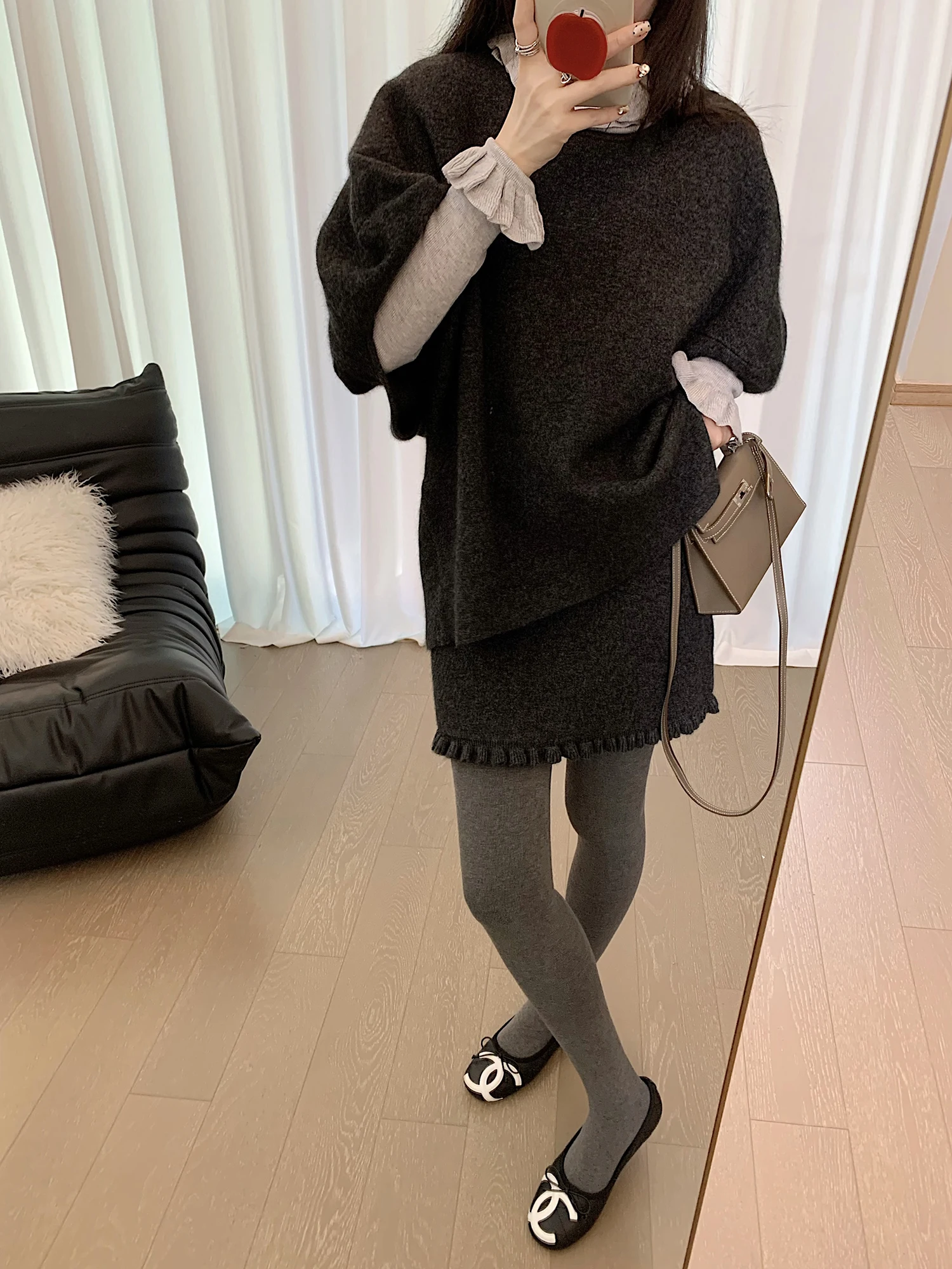 

ay Red ort Sve Knitted Rabbit Velvet Wrap Coat Sweater Women's Retro Bubble Sve Knitwear Outerwear Commute Sle Lo...