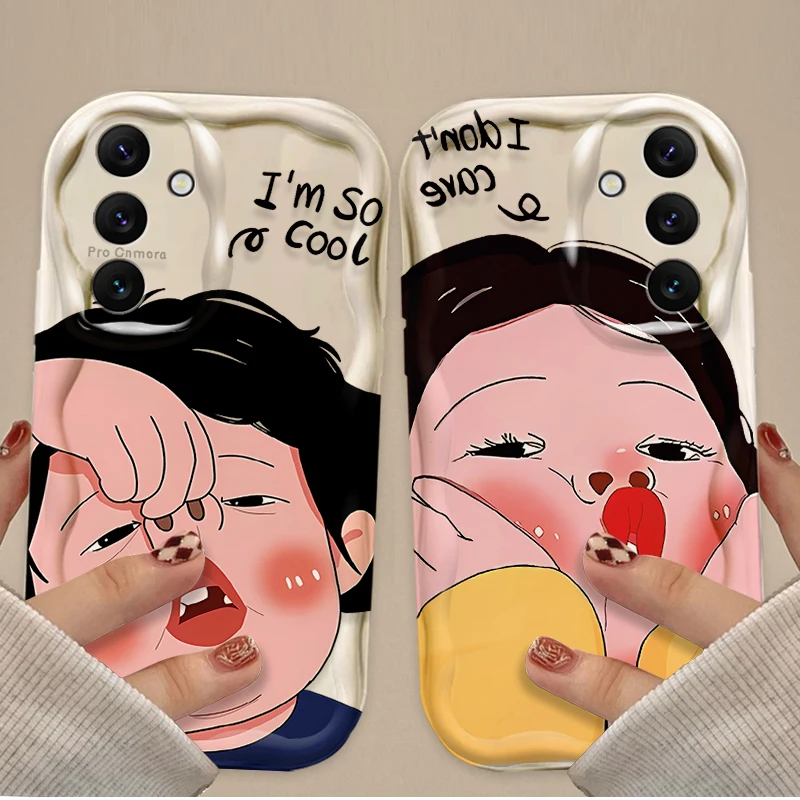 Funny Boy Cute Girl Wave Soft Phone Case for Samsung Galaxy A16 A06 A55 A35 A25 A15 A05 A05S A54 A34 A24 A14 A73 A53 A33 A23
