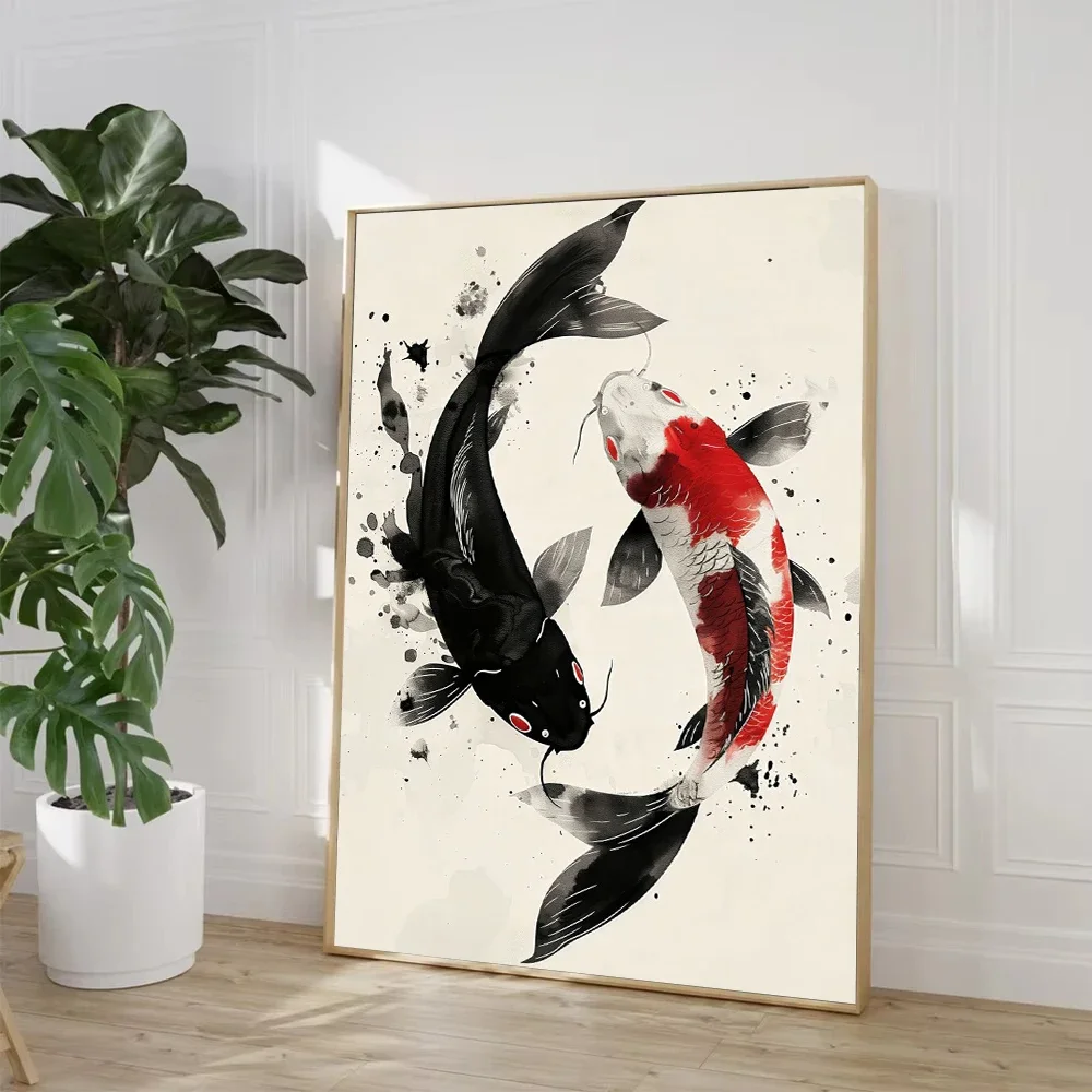Abstract Samurai Torii Gate Dragon Koi Fish Poster Canvas Painting Print Wall Art Picture for Living Room Home Decor Cuadros