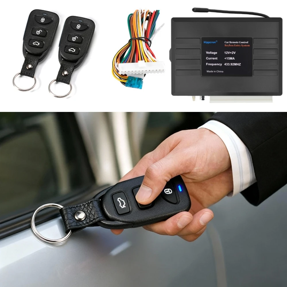 Hippcron Car Door Lock Trunk Release Keyless Entry System Central Locking Kit Remote Control Car Accessories With Wirless