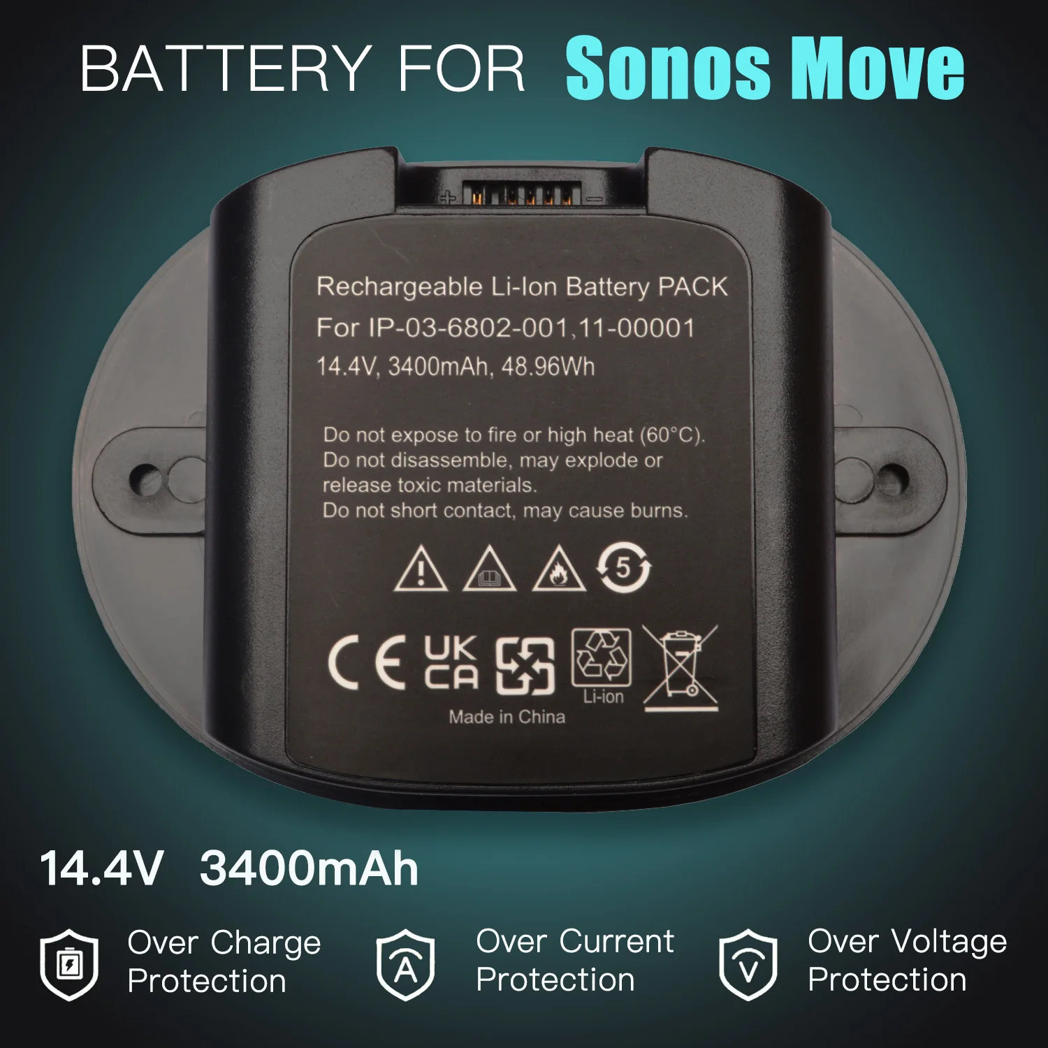 

Сменный аккумулятор емкостью 3400 мАч для Sonos Move, аккумулятор динамика MOVE1US1