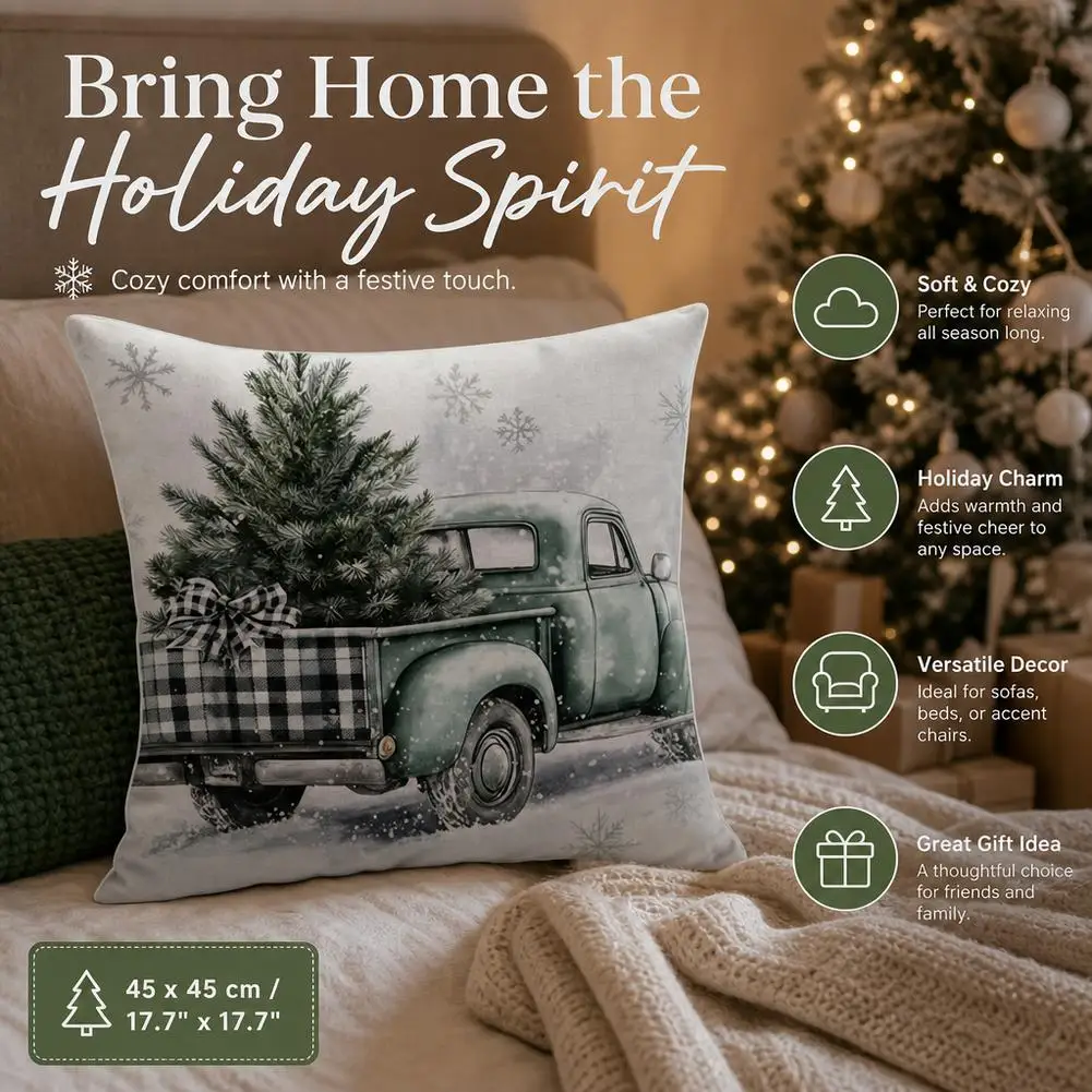 Christmas Snowflakes Christmas Tree Cushions Pillowcase Polyester Cushion Cover Throw Pillow Pillowcover Home Car Sofa Decor