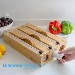 Wood Plastic Wrap Dispenser Kitchen Wall Mounted Storage Box Bake Paper Holder Trash Bag Organizer Cling Film Cutter Multi Layer