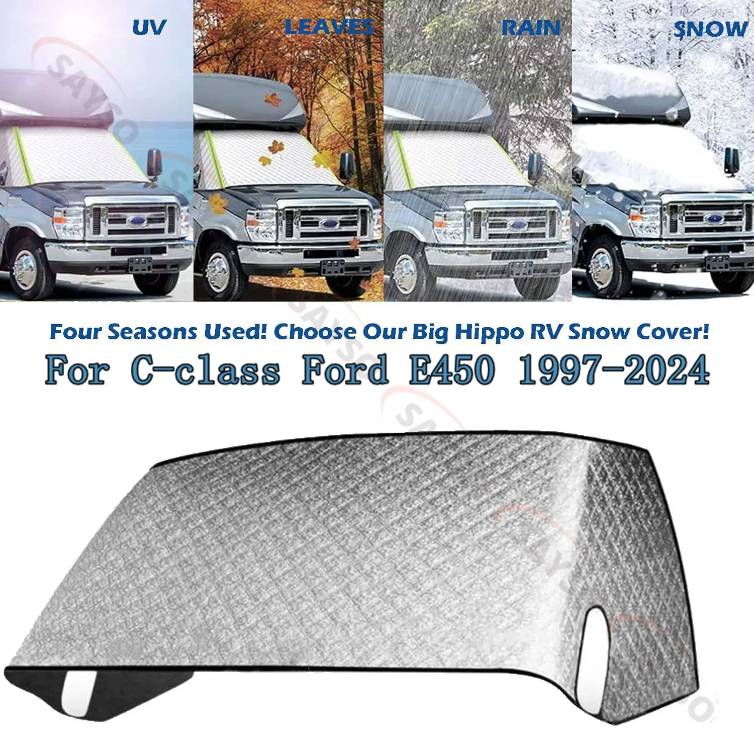 

RV Windshield Window Snow Cover for Class C Ford E450 1997-2024 Motorhome, Windshield Cover for Ice and Snow RV Front Window Sun