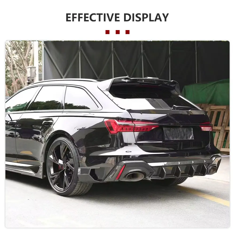 Dry Carbon Car Rear Bumper Diffuser Lip Spoiler for Audi RS6 C8 Avant 2019-2021 Rear Diffuser Lip Splitters Protector view 2