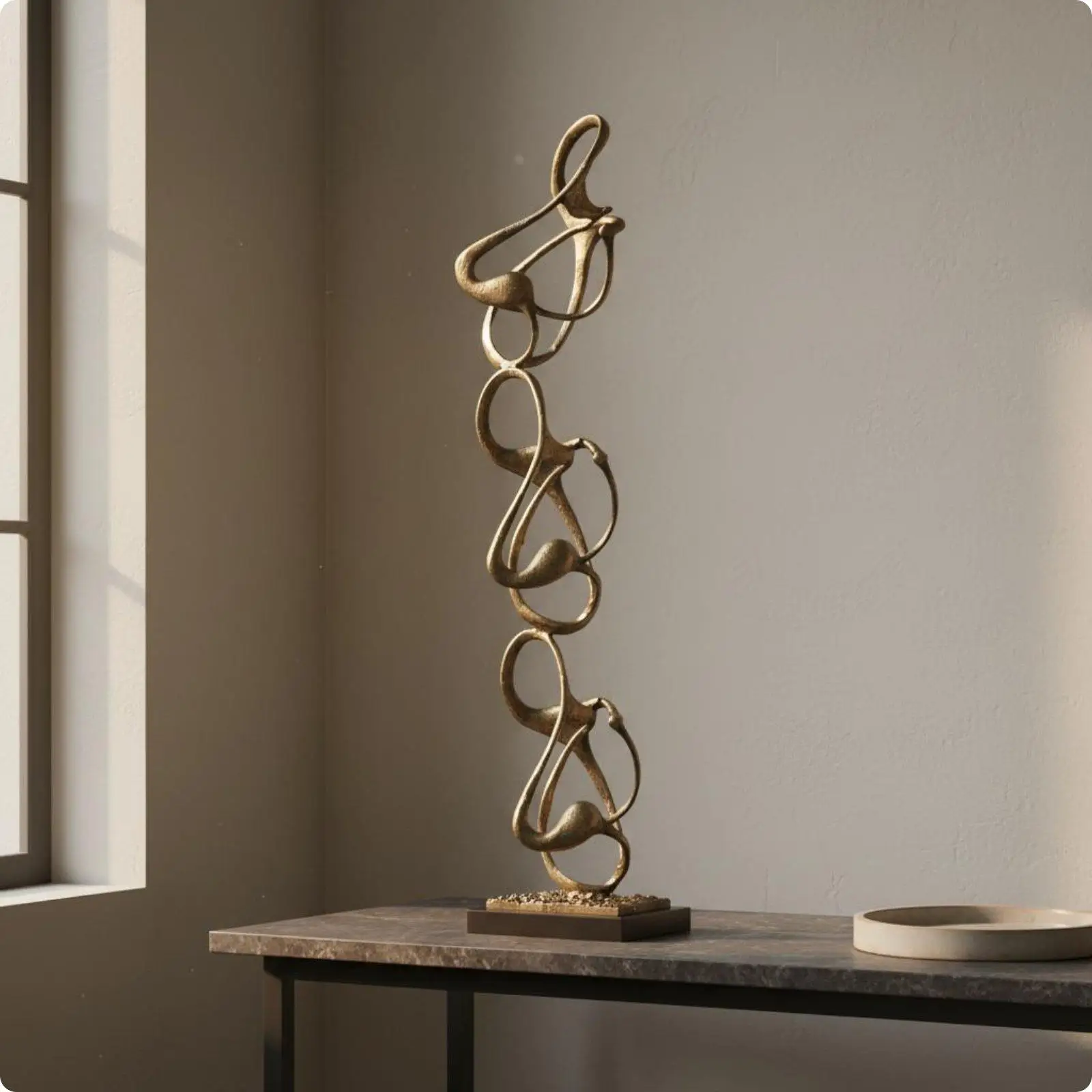 Metal Geometric Sculpture Rustic Minimalism Metal Geometric Table