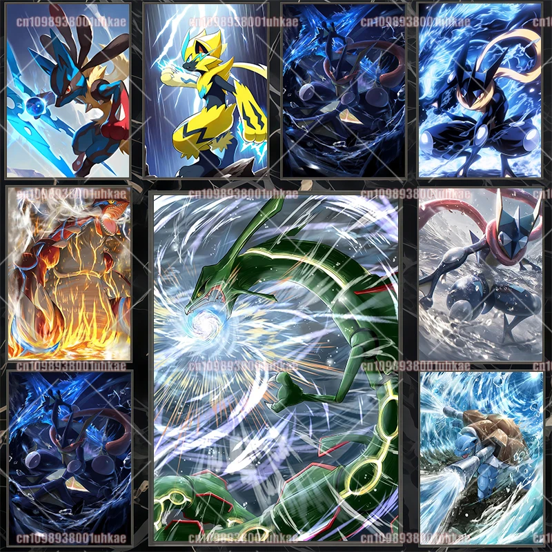 

Watercolor Print Colorful Canvas Painting Anime Pokemon Lucario Greninja Rayquaza Kyogre ARceus Poster Home Wall Art Decoration