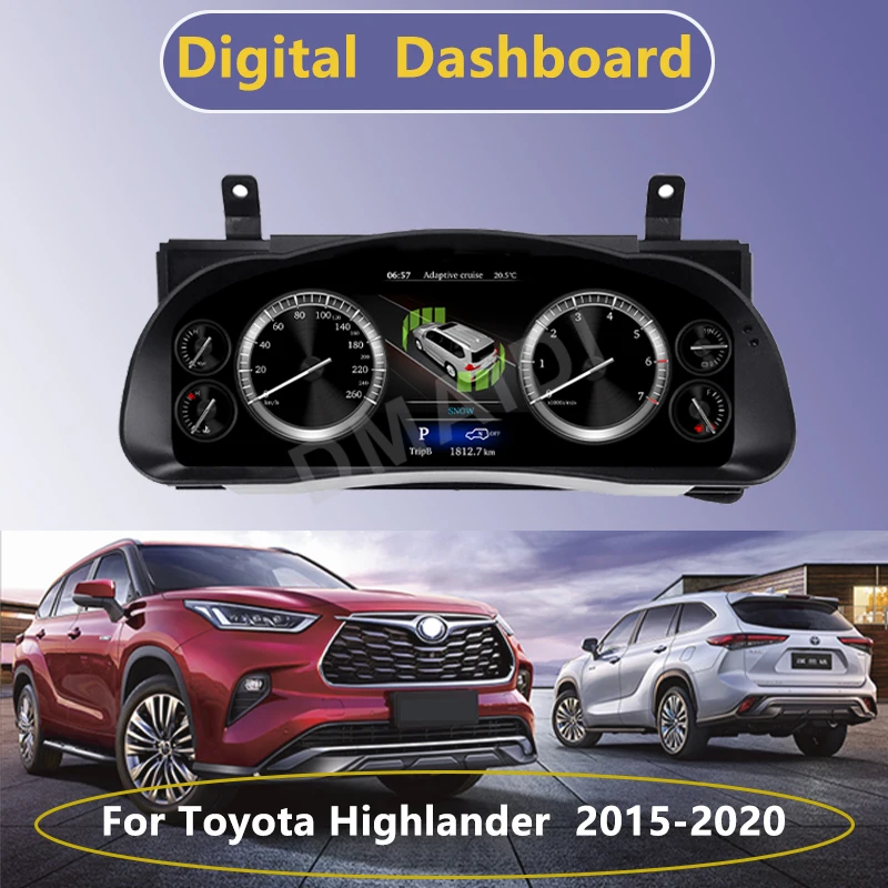 LCD Car Digital Instrument Cluster Display Digital Dashboard Linux System For Toyota Highlander 2015-2020