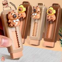 Capybara Retractable Pencil Eraser Cute Drawing Eraser Push-Pull Eraser Birthday Gifts For Kids Boys Girls Students Stationery