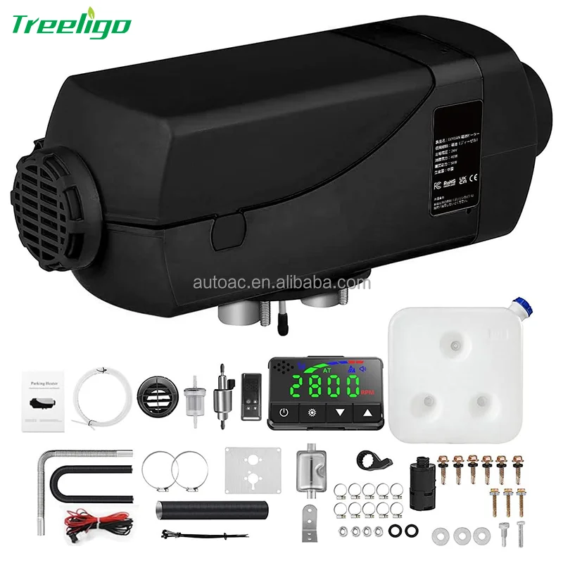 12V 24V 5 KW Light Oil Air Heater Car Heater Low Fuel Consumption Air Parking Heater With Remote Control LCD Display