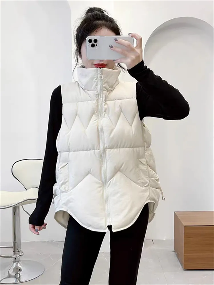 

New Woman Jacket Vest Autumn Winter Cotton-Padded Coat Vests Female Hooded Sleeveless Cotton Jackets Waistcoat Outwear
