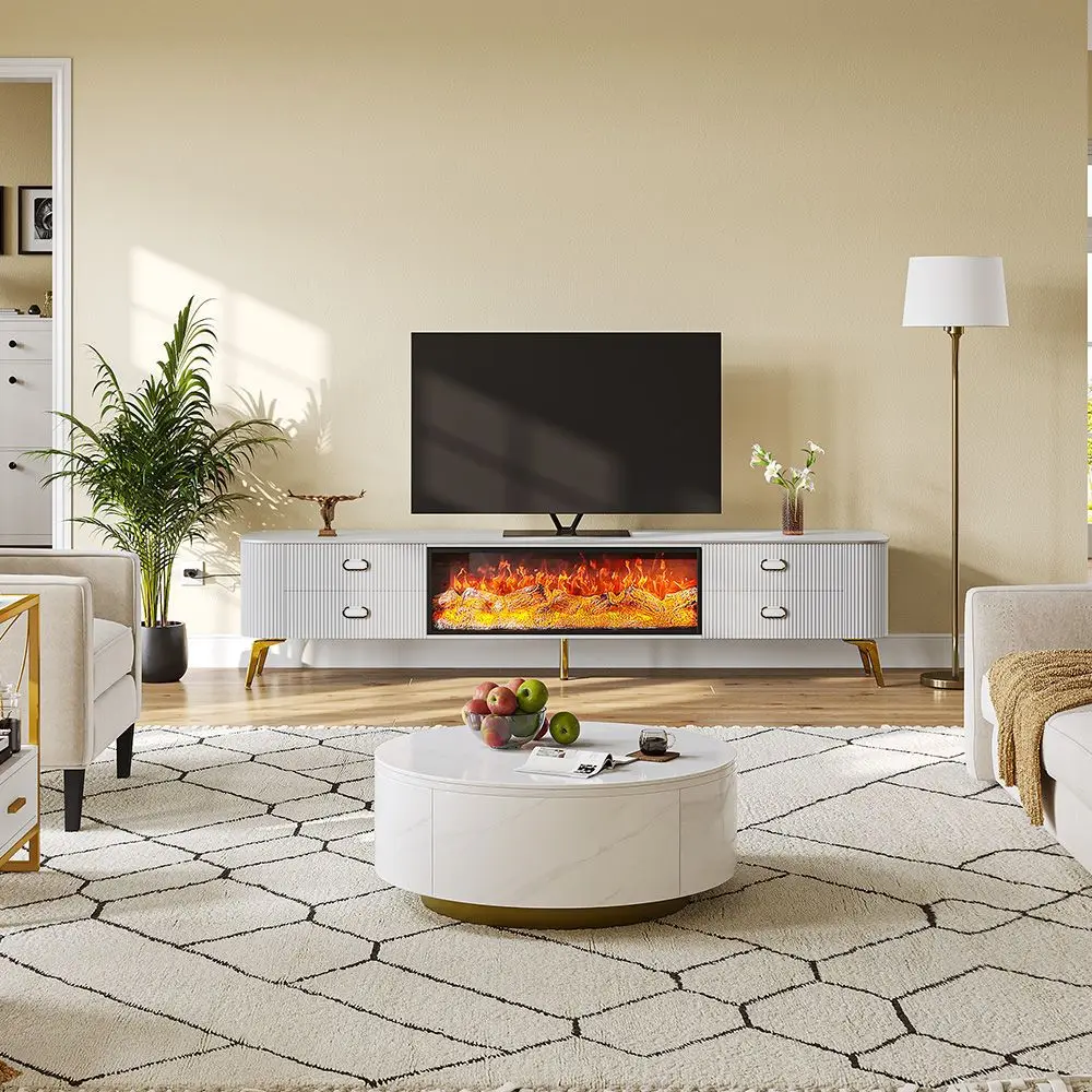 Modern Freestanding Fireplace TV Stand New Indoor/Outdoor Insert for Home & Hotel Decor Living Room Furniture