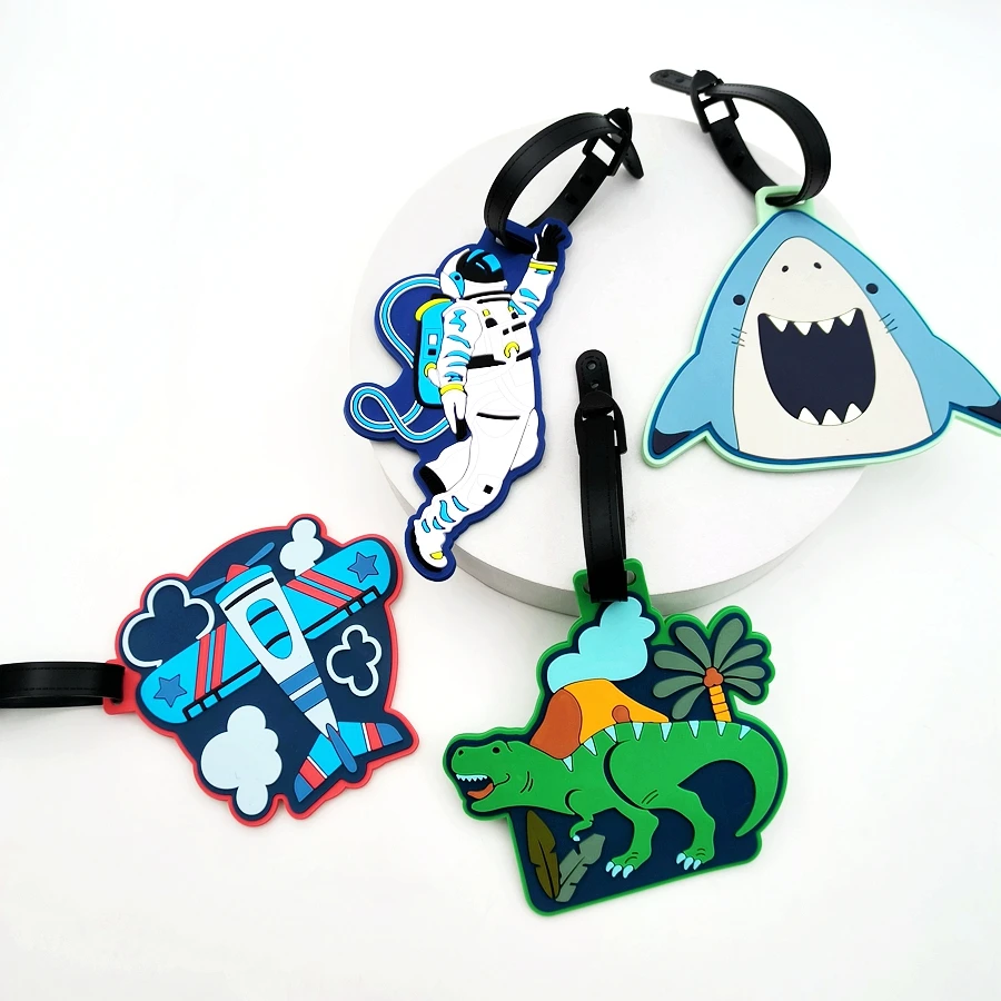 1/2/3 قطعة القرش ديناصور رائد الفضاء الأمتعة علامة شماعات السفر الأمتعة شماعات العنصر الشخصي منع فقدان اسم العلامة تسمية كلمة