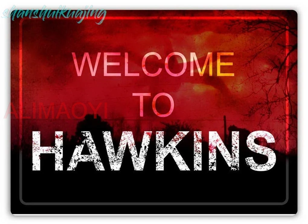 Houseuse Welcome to Hawkins Clouds Metal Wall Sign Plaque 8x12 Inch sign