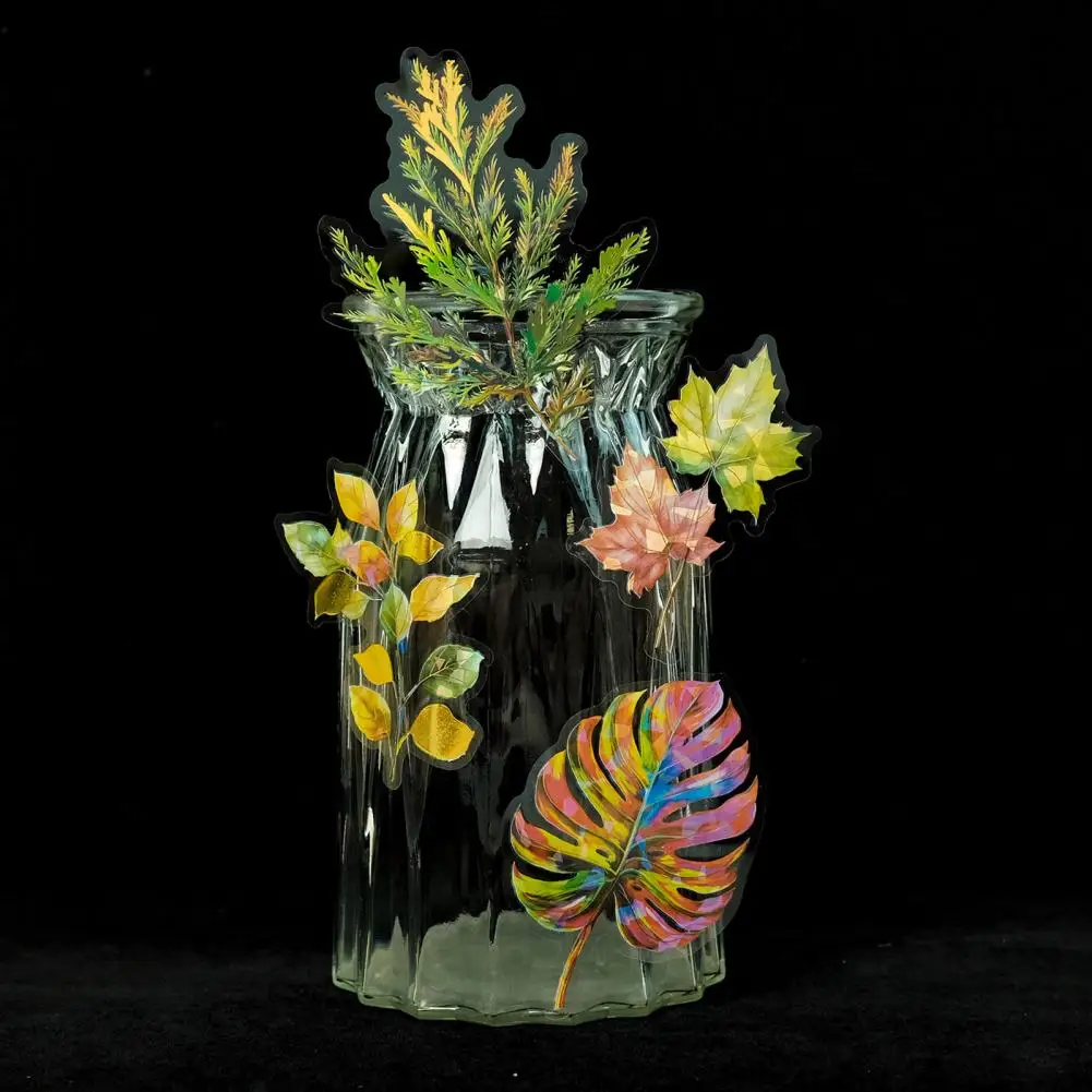 Calcomanías de hojas tropicales, pegatinas con forma de hojas de otoño, juego de cubiertas de ventana para niños, suministros de fiesta en casa para aula, reutilizables para niños pequeños