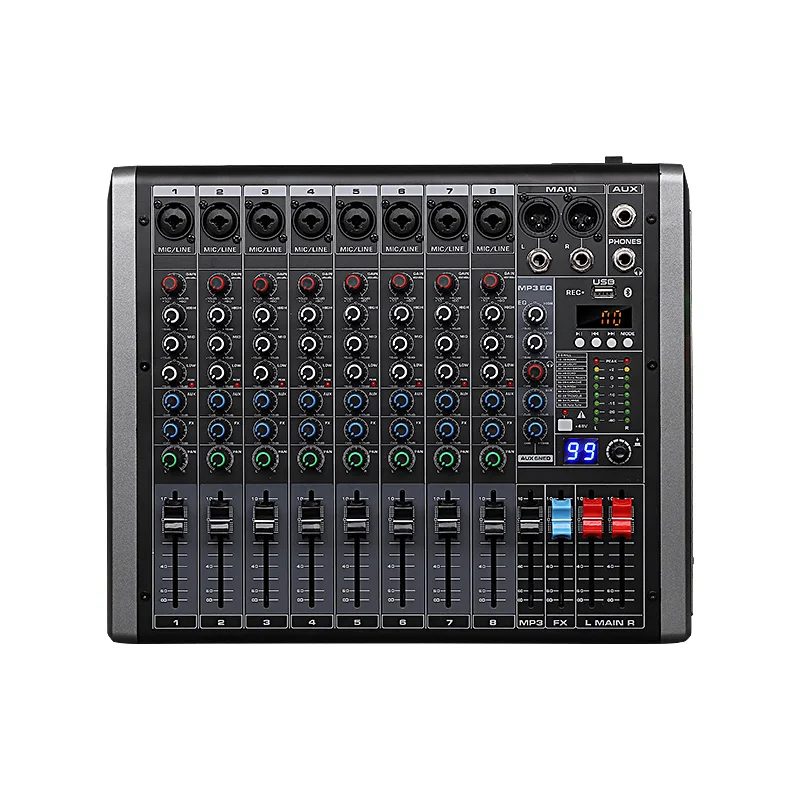 Professional 8-Channel DJ Digital Audio Mixer Console Surround Sound Plastic Material New Design Studio Music Equipment