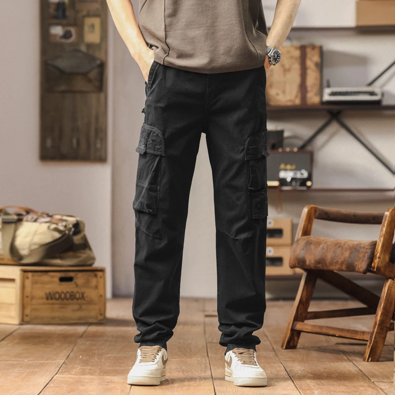 Men's Casual Loose Straight Leg Workwear Trousers Multi-Pocket New Style Comfortable Loose Fit Long Pants Spring Autumn